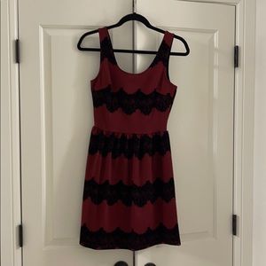 Brand new formal dress- wine and black lace velvet